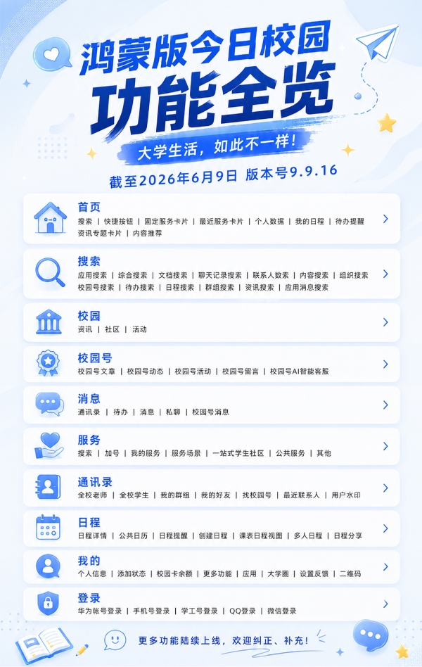 在校党必备神器！鸿蒙版今日校园支持华为账号一键等六大创新特性，承包你的校园日常 