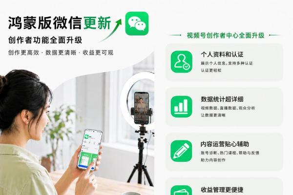 鸿蒙版微信视频号创作者中心全面升级！身份认证、数据分析全有了 