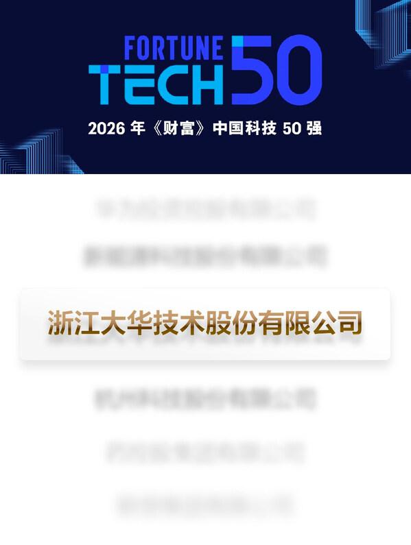 大华股份入选《财富》中国科技50强，以技术创新释放产业价值 