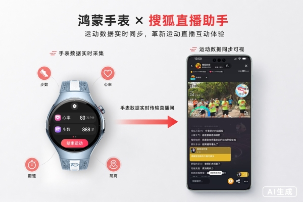 鸿蒙手表×搜狐直播助手：运动数据实时同步，革新运动直播互动体验