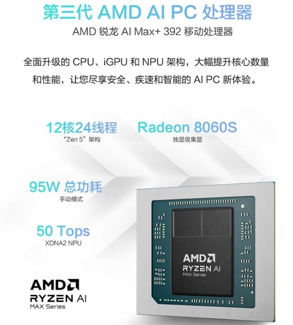 AMD 锐龙 AI MAX+392 移动处理器加持，天选Air 2026锐龙AI Max版全能高手