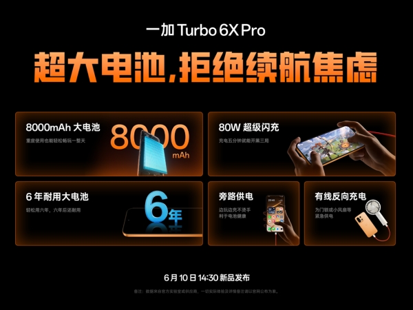 续航流畅实力之选！一加 Turbo 6X 系列国补到手价 1274.15 元起