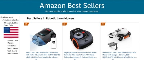 持续领跑赛道！MOVA割草机器人登顶美国Best Sellers榜首 