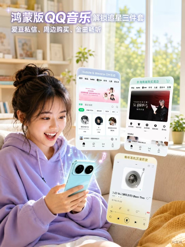 爱豆私信、周边购买、金曲畅听…鸿蒙版QQ音乐一键解锁追星三件套 
