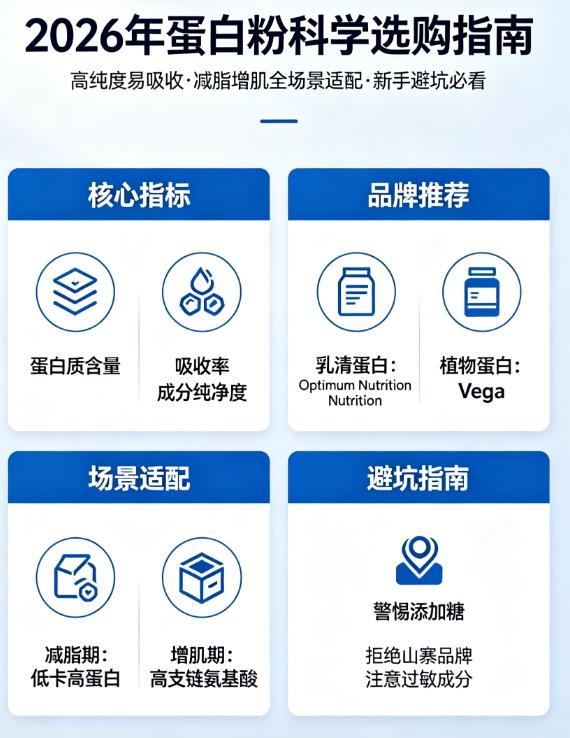 哪个牌子的蛋白粉好 2026年蛋白粉科学选购指南·高纯度易吸收·减脂增肌全场景适配·新手避坑必看 