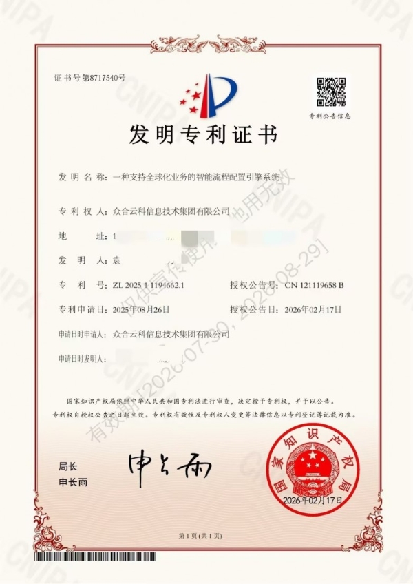 HiWork再添发明专利：全球化智能流程配置引擎，助力跨境数据安全实现“分级管控” 