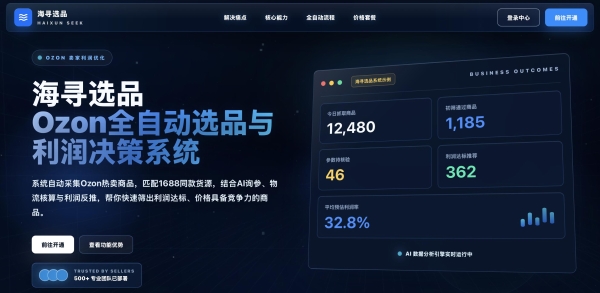 海寻选品(haixunseek)为 Ozon 卖家提供新型选品解决方案 