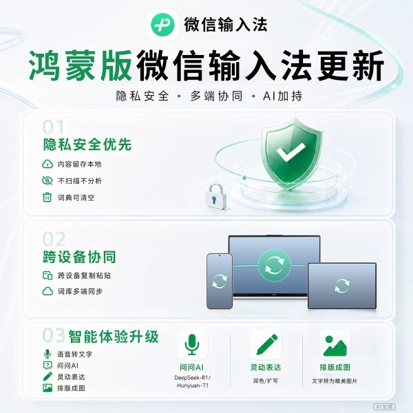 隐私安全+多端协同+AI加持，鸿蒙版微信输入法重新定义输入体验