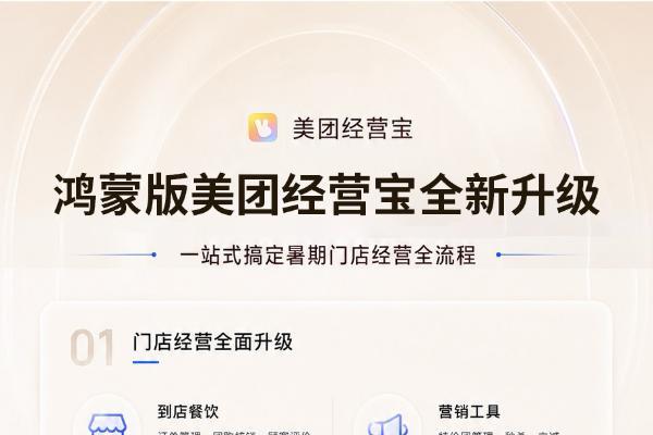 暑期经营不用慌！鸿蒙版美团经营宝全新升级，从订单管理到门店营销一步到位 