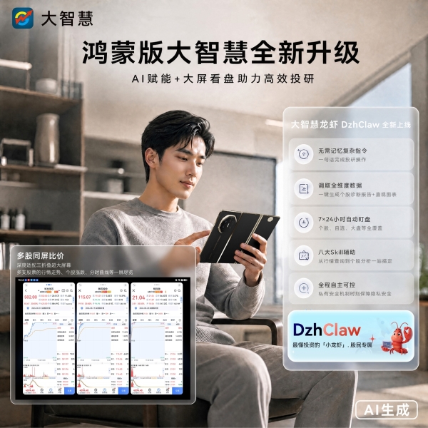鸿蒙版大智慧更新：大智慧龙虾DzhClaw赋能智慧投研，三折叠体验再升级 