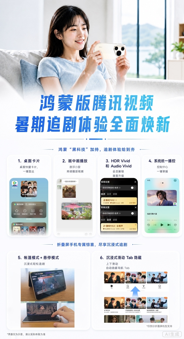 鸿蒙版腾讯视频接入桌面卡片，音画同步升级，暑期追剧体验MAX！ 