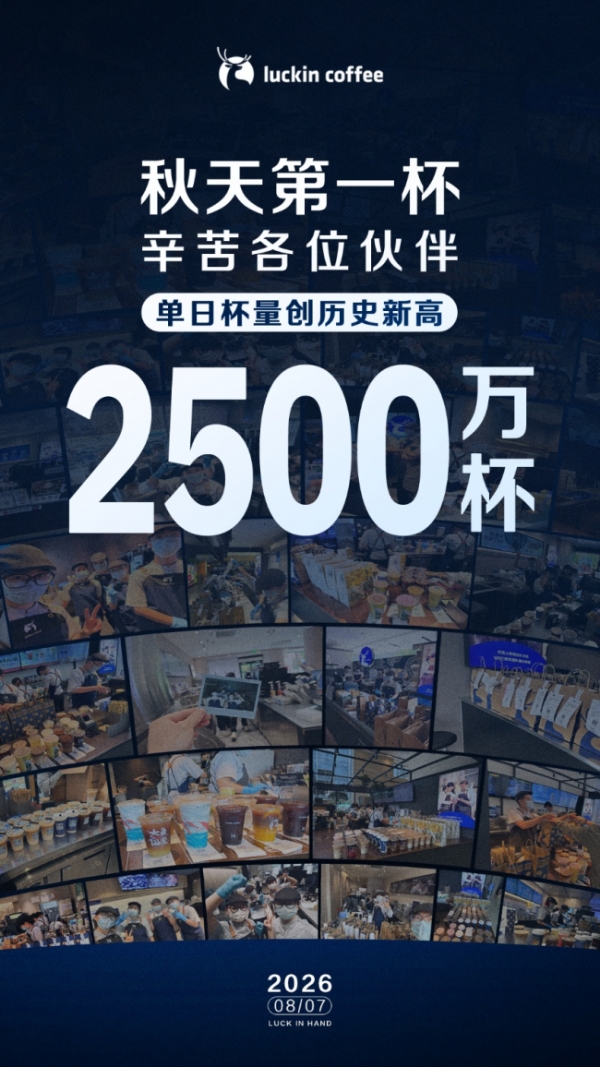 瑞幸“秋一杯”单日销量达2500万杯，健康化茶饮战略持续深入 