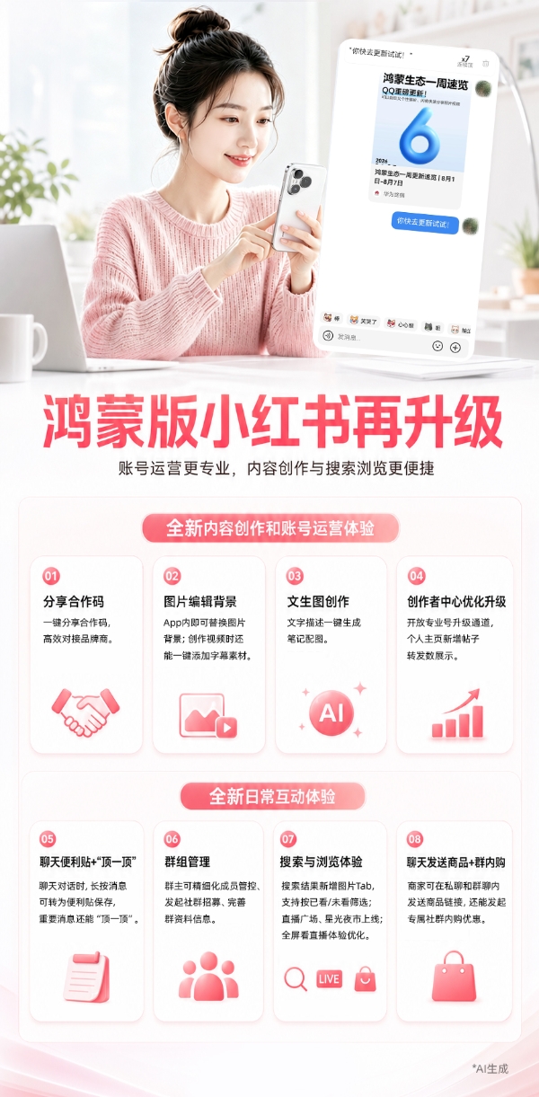 鸿蒙版小红书大更新，创作笔记、对接品牌方更便捷，现在就来发布你的新内容！