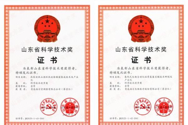 行业最多！海尔荣获6项山东省科学技术奖