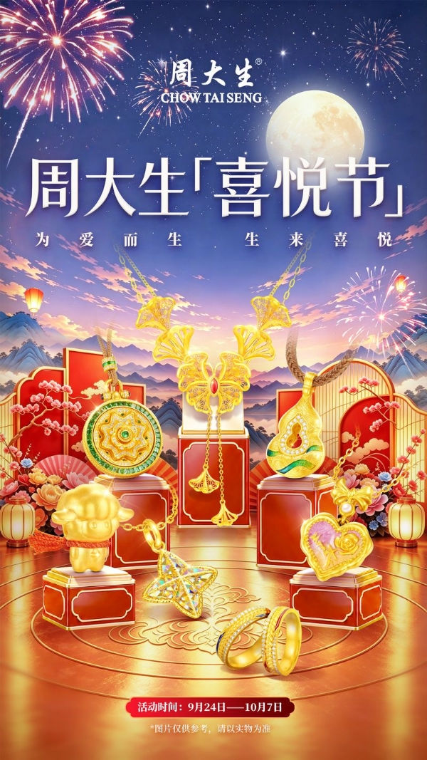 周大生喜悦节璀璨启幕：中秋国庆喜相逢，黄金好礼贺团圆 