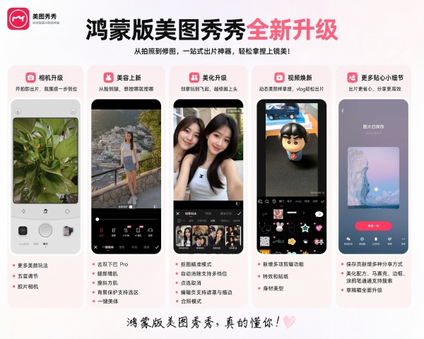 鸿蒙版美图秀秀，这次狠狠拿捏了女生的心 