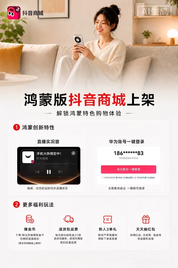 鸿蒙版抖音商城上架！抖音家族完成全链路能力布局 