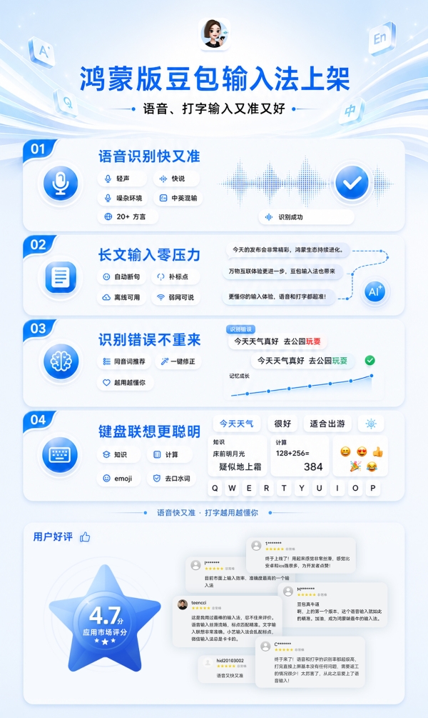 用过的都在夸！豆包同款语音识别能力加持，鸿蒙版豆包输入法上架啦 