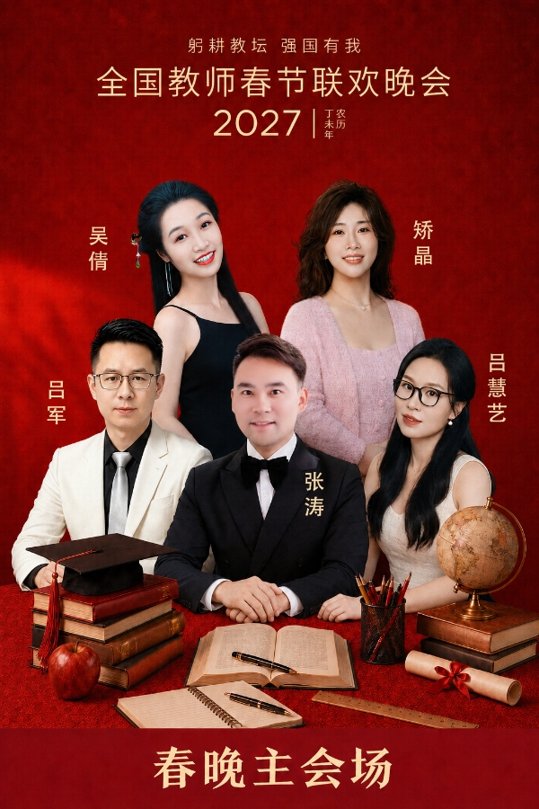 “躬耕教坛 强国有我”2027全国教师春节联欢晚会主持人阵容正式揭晓 