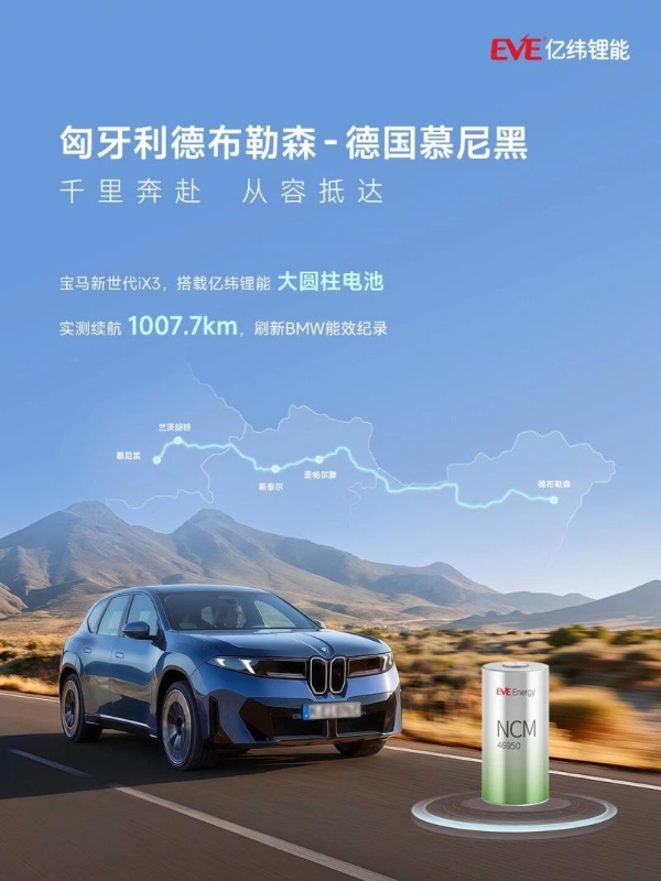 亿纬锂能独供宝马iX3顶配：打破旧规的背面，是一场蓄势多年的技术突围