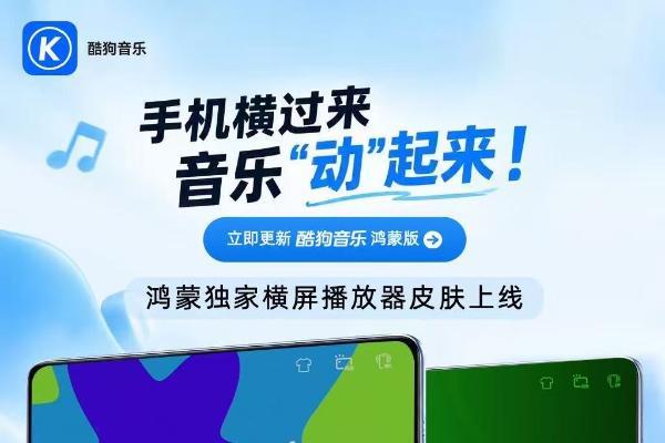 鸿蒙版酷狗音乐新版来袭！横屏播放器独家皮肤上线，听歌超有氛围感 