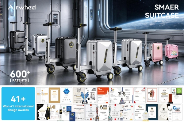 广交会“神器”引来疯抢 外商骑爱尔威Airwheel电动可登机行李箱(Luxury Cabin Suitcase)满场飞奔 
