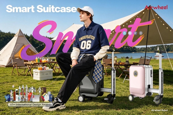 广交会“神器”引来疯抢 外商骑爱尔威Airwheel电动可登机行李箱(Luxury Cabin Suitcase)满场飞奔 