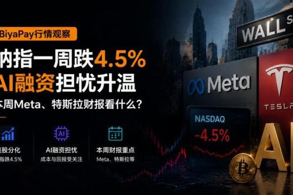 纳指一周跌4.5%，AI融资担忧升温；本周Meta、特斯拉财报看什么？｜BiyaPay行情观察 