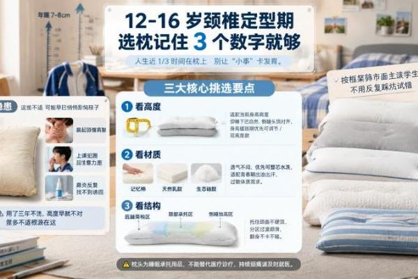 初中生枕头挑不对，越睡越遭罪？记住「1 2 3」，12-16岁枕头选购指南标准