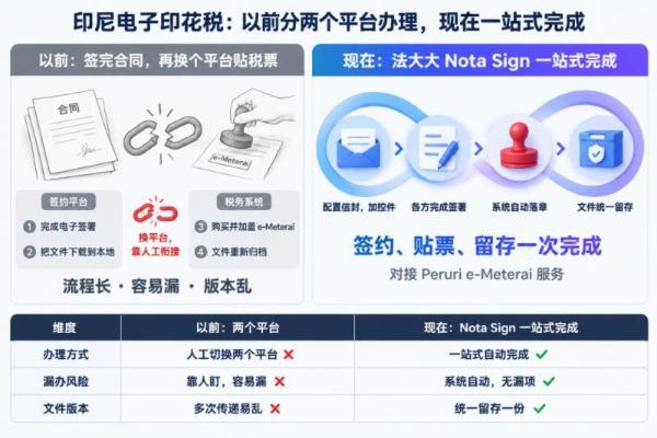 出海利好！法大大 Nota Sign 全球签上线印度尼西亚电子印花税（e-Meterai）能力