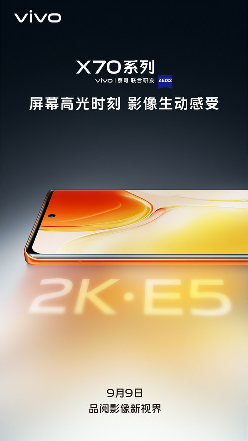 vivo X70系列屏幕信息公布：搭载2K E5屏