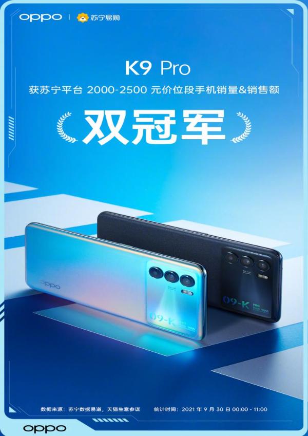 OPPO K9 Pro荣获多电商平台销量&销售额双料冠军