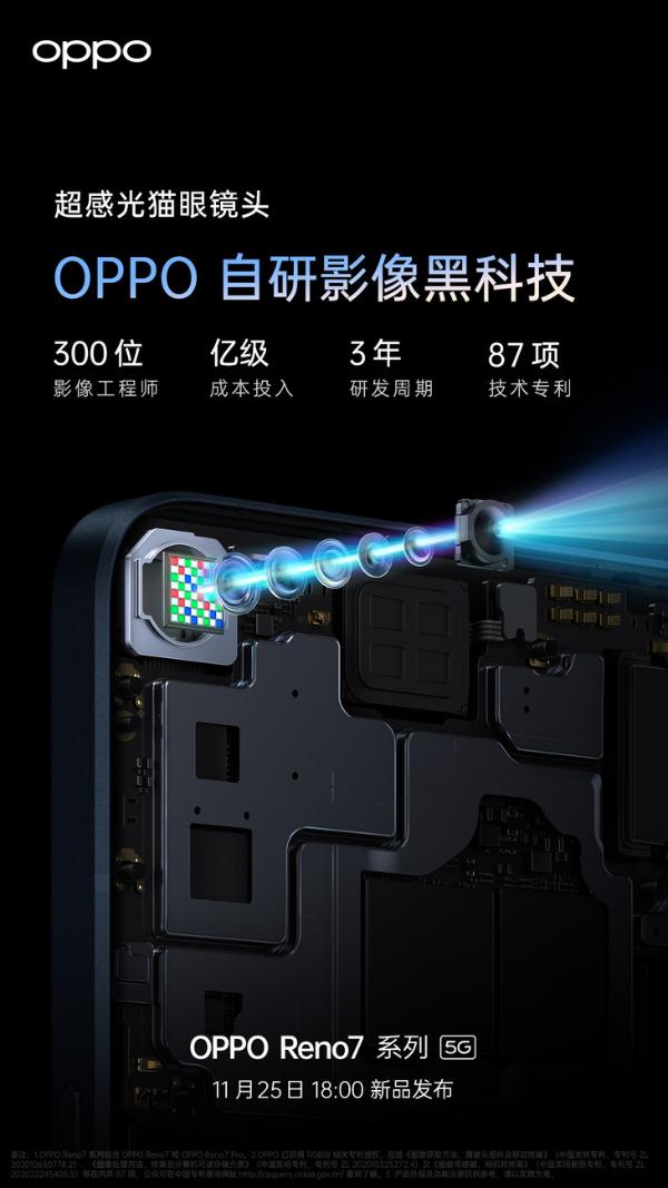 全球首发IMX709，OPPO Reno7前摄感光能力大幅提升