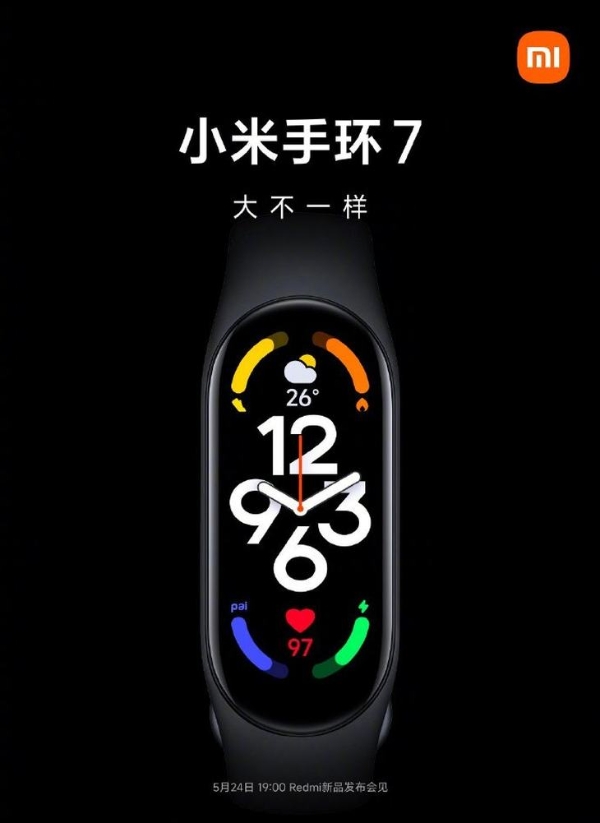 小米手环7官宣，将在5月24日和Redmi Note 11T一起发布