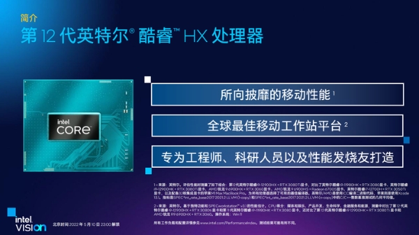 英特尔发布第12代酷睿HX处理器：不断超越，助力2022移动PC再攀性能高峰！