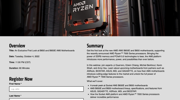 AMD官宣10月4日推出新一代B650系列主板
