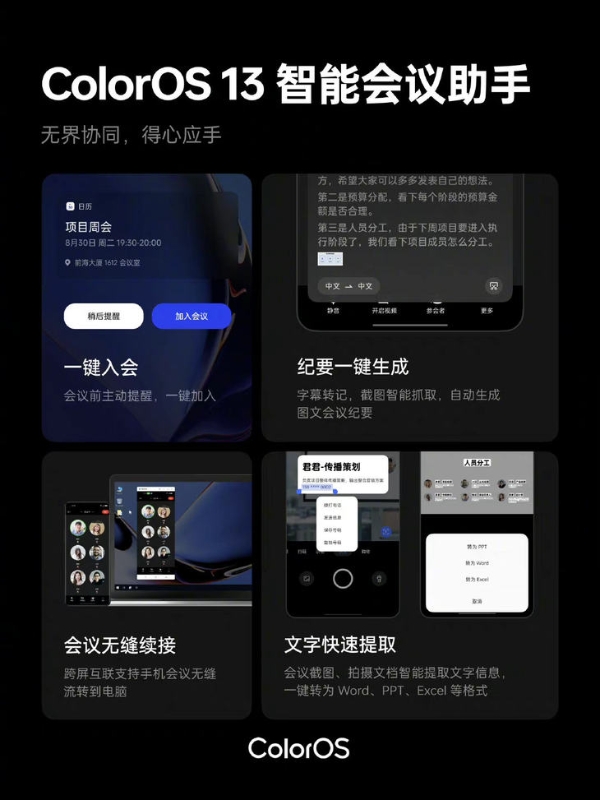 在线办公更高效，ColorOS 13智能会议助手体验