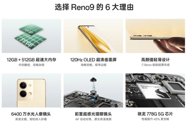 骁龙778G+柔性双曲屏，OPPO Reno9预售2499元起