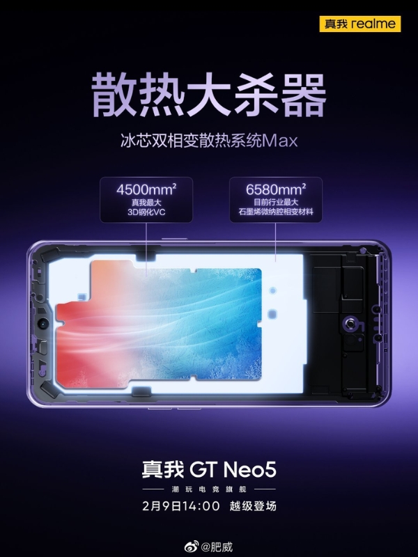 真我GT Neo5配备4500mm²钢化VC，原神实测59.4帧