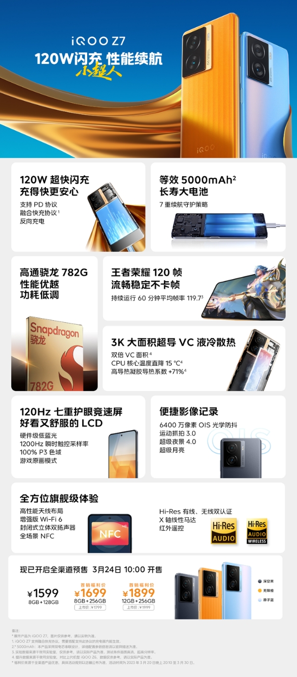 iQOO Z7发布：120W闪充+七重护眼LCD屏，售价1599元起