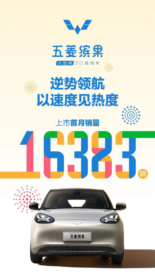 五菱纯电平台新力作，五菱缤果上市首月销量16383辆