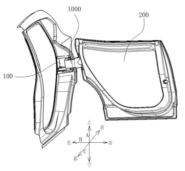 小米公开“车身后部结构和对开门式车辆”专利