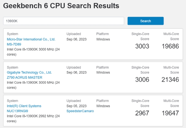 单核心成绩超3100分，英特尔i9-14900K处理器Geekbench跑分揭晓