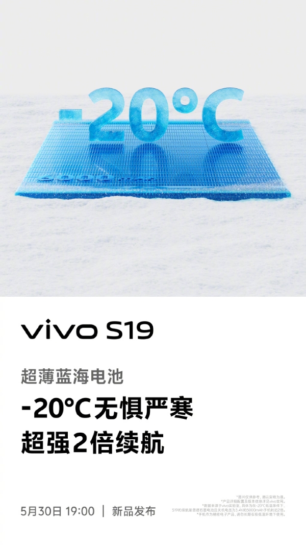 vivo S19搭载超薄蓝海电池，6000mAh超大容量机身仅7.19mm！