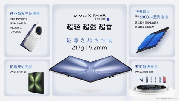 轻盈防护两不误 vivo X Fold5重塑折叠屏手机新标准